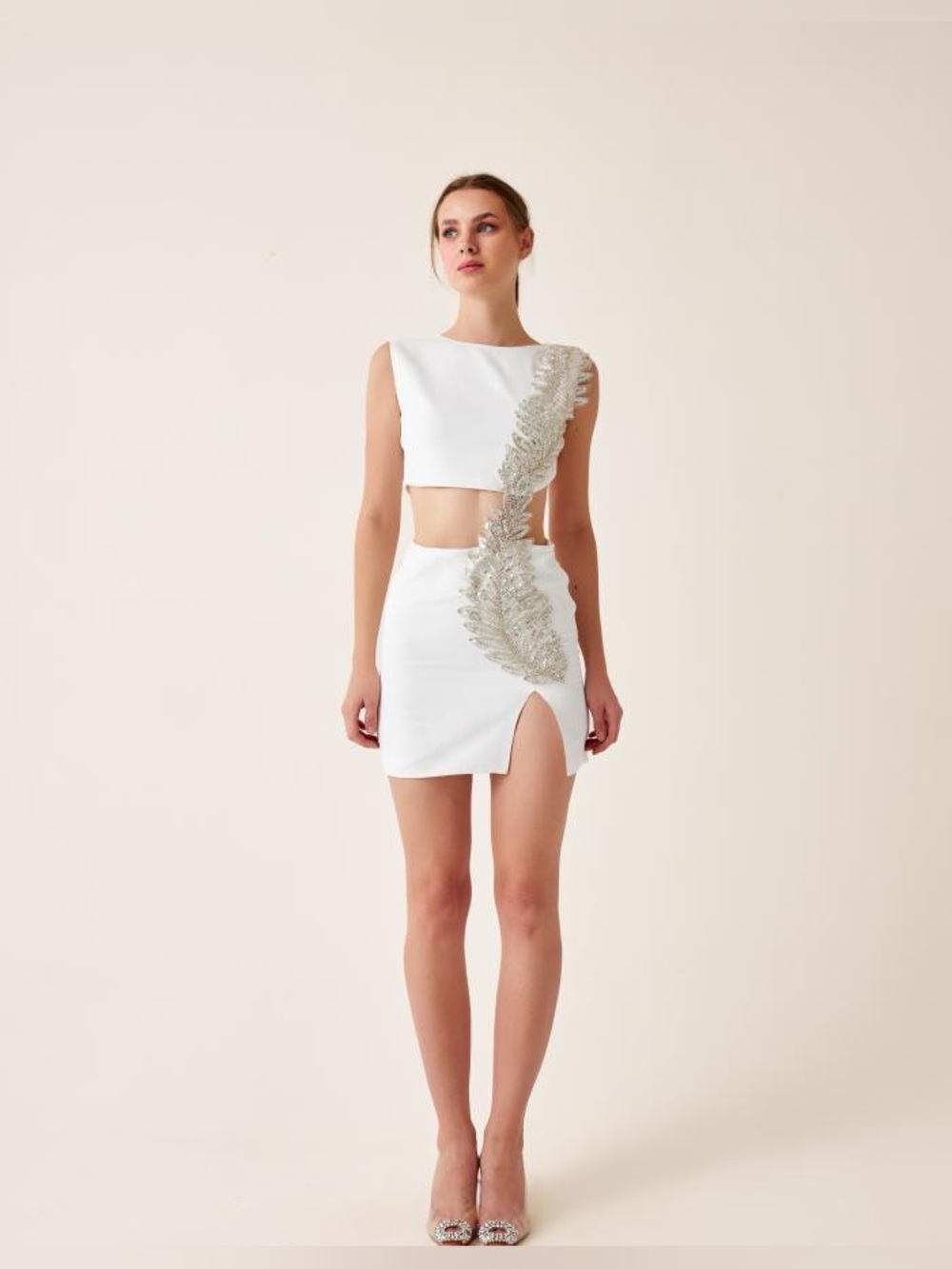 Wold & Badger by Fickle Hearts White ELLIE MINI DRESS (2 US) NWT - Picture 4 of 14